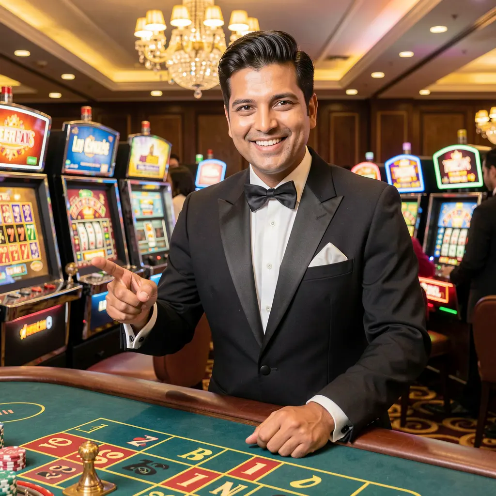 Professional Bangladeshi casino host welcoming players at a live roulette table inside the secure GV888 online casino platform